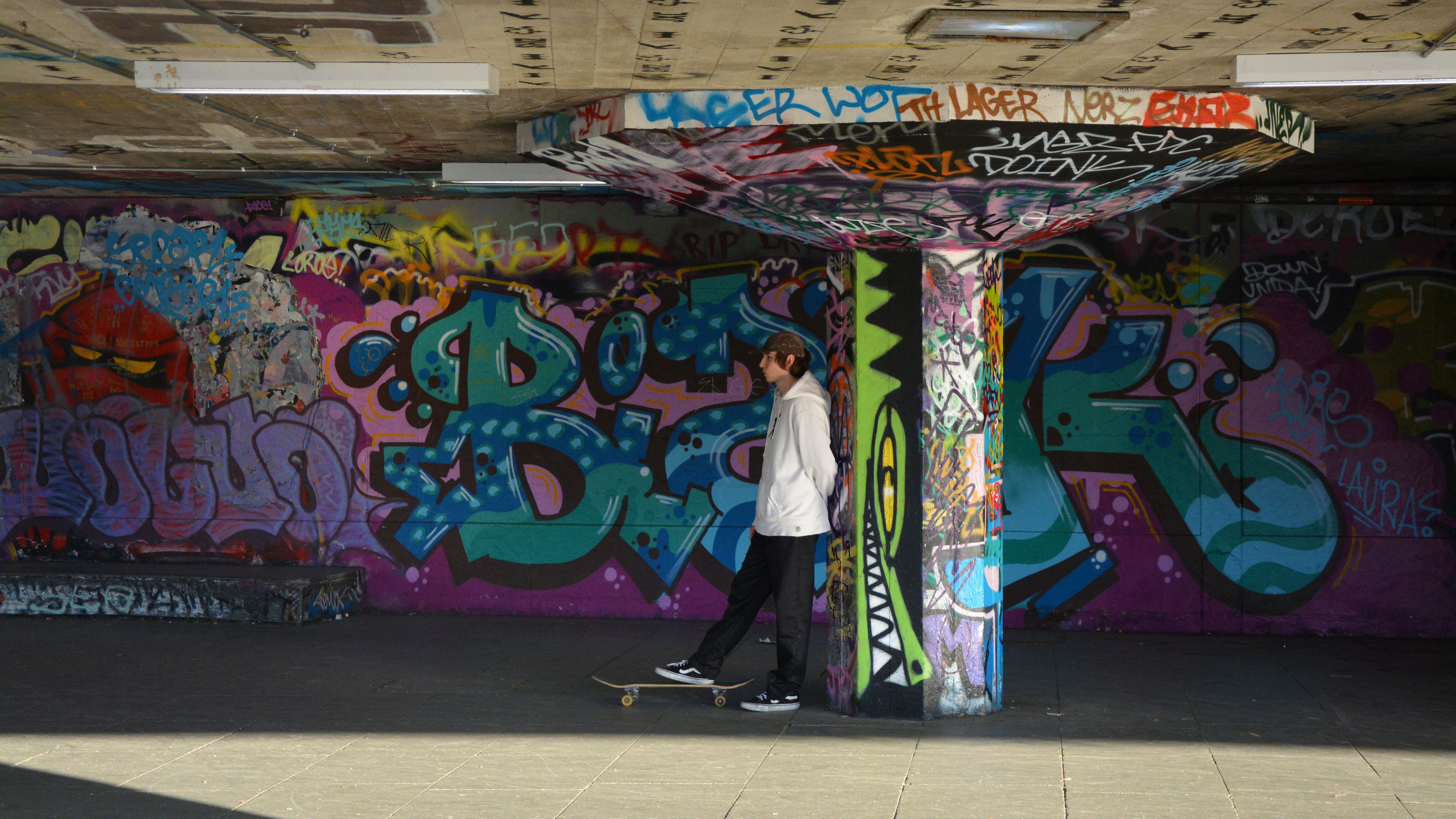 Skateboard park and graffiti