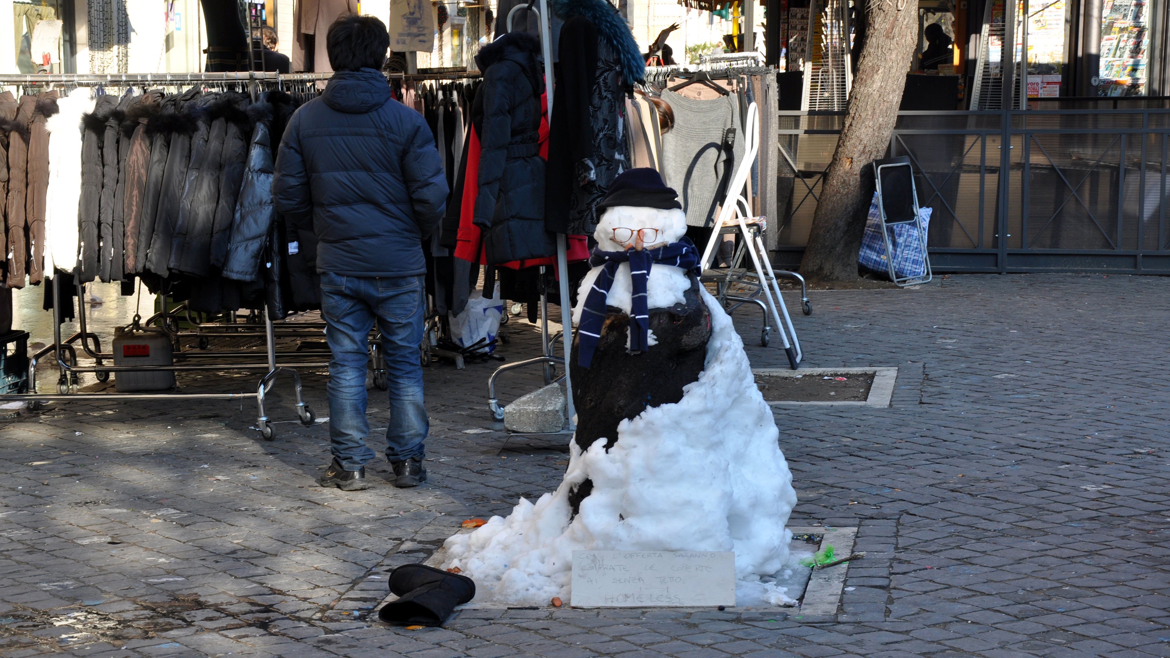 Snowman on a street